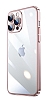 Eiroo Color Frame iPhone 14 Pro Kamera Korumal Rose Gold Silikon Klf