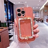 Eiroo Crystal Serisi iPhone 12 Kare Gold Tal Tutuculu Krmz Silikon Klf - Resim: 8