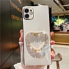 Eiroo Crystal Serisi iPhone 13 Mini Kalpli Gold Tal Tutuculu Beyaz Silikon Klf - Resim: 5