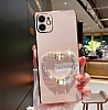 Eiroo Crystal Serisi iPhone 13 Mini Kalpli Gold Tal Tutuculu Pembe Silikon Klf - Resim: 5