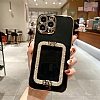 Eiroo Crystal Serisi iPhone 13 Mini Kare Gold Tal Tutuculu Siyah Silikon Klf - Resim: 1