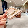 Eiroo Crystal Serisi iPhone 13 Mini Kare Gold Tal Tutuculu Beyaz Silikon Klf - Resim: 2