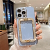 Eiroo Crystal Serisi iPhone 6 / 6S Kare Gold Tal Tutuculu Mavi Silikon Klf - Resim 8