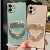 Eiroo Crystal Serisi iPhone 7 Plus / 8 Plus Kalpli Gold Tal Tutuculu Pembe Silikon Klf - Resim: 4