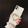 Eiroo Crystal Serisi Samsung Galaxy A04e Kalpli Gold Tal Tutuculu Beyaz Silikon Klf - Resim: 4