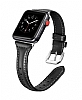 Eiroo Deluxe Apple Watch SE Siyah Gerek Deri Kordon 40mm