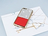 Eiroo Duxal iPhone 6 / 6S Gold Kenarl Tal Krmz Silikon Klf - Resim 1