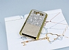 Eiroo Duxal Samsung Galaxy E5 Gold Kenarl Tal Krem Rubber Klf - Resim 1