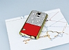 Eiroo Duxal Samsung i9600 Galaxy S5 Gold Kenarl Tal Krmz Rubber Klf - Resim 2