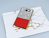 Eiroo Duxal Samsung Galaxy Note 5 Gold Kenarl Tal Krmz Rubber Klf - Resim: 2