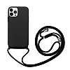 Eiroo Fun iPhone 13 Pro Max Askl Siyah Silikon Klf