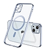 Eiroo Gbox iPhone 14 Macsafe zellikli Kamera Korumal Mavi Silikon Klf
