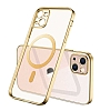 Eiroo Gbox iPhone 15 Plus Magsafe zellikli Kamera Korumal Gold Silikon Klf