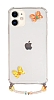 Eiroo Gummy iPhone 11 Turuncu Kelebekli Kiiye zel Harfli effaf Ultra Koruma Klf