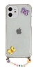 Eiroo Gummy iPhone 11 Mor Kelebekli Kiiye zel simli effaf Ultra Koruma Klf