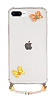 Eiroo Gummy iPhone 7 Plus / 8 Plus Turuncu Kelebekli Kiiye zel Harfli effaf Ultra Koruma Klf