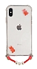 Eiroo Gummy iPhone X / Xs Krmz Ayckl Kiiye zel simli effaf Ultra Koruma Klf