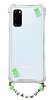 Eiroo Gummy Samsung Galaxy S20 Plus Yeil Ayckl Kiiye zel simli effaf Ultra Koruma Klf