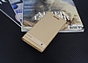 HTC 10 Gizli Mknatsl Yan Kapakl Gold Deri Klf - Resim 1