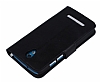 Eiroo HTC Desire 500 Standl Czdanl Siyah Deri Klf - Resim 5