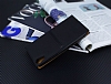HTC Desire 828 Gizli Mknatsl Yan Kapakl Siyah Deri Klf - Resim 1