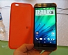 Eiroo HTC One M8 Dot View Uyku Modlu nce Yan Kapakl Turuncu Klf - Resim 1