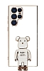Eiroo Samsung Galaxy S22 Ultra 5G Baby Bear Standl Beyaz Silikon Klf