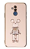 Eiroo Huawei Mate 20 Lite Candy Bear Standl Pembe Silikon Klf