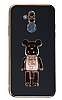 Eiroo Huawei Mate 20 Lite Candy Bear Standl Siyah Silikon Klf