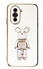 Eiroo Huawei nova 10 Candy Bear Standl Beyaz Silikon Klf