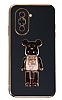 Eiroo Huawei nova 10 Candy Bear Standl Siyah Silikon Klf