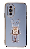 Eiroo Huawei nova 10 Candy Bear Standl Mavi Silikon Klf