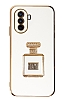 Eiroo Huawei Nova Y70 Aynal Parfm Standl Beyaz Silikon Klf