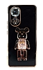 Eiroo Huawei nova 9 Candy Bear Standl Siyah Silikon Klf
