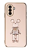 Eiroo Huawei Nova Y70 Candy Bear Standl Pembe Silikon Klf