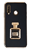Eiroo Huawei P30 Lite Aynal Parfm Standl Siyah Silikon Klf