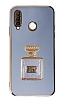 Eiroo Huawei P30 Lite Aynal Parfm Standl Mavi Silikon Klf