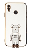 Eiroo Huawei P20 Lite Baby Bear Standl Beyaz Silikon Klf