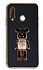 Eiroo Huawei P30 Lite Candy Bear Standl Siyah Silikon Klf
