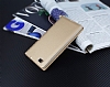 Huawei P8 Lite Gizli Mknatsl ereveli Gold Deri Klf - Resim 2