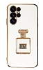 Eiroo Samsung Galaxy S23 Ultra Aynal Parfm Standl Beyaz Silikon Klf