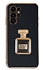 Eiroo Samsung Galaxy S23 Ultra Aynal Parfm Standl Siyah Silikon Klf