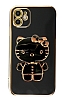 Eiroo iPhone 11 Aynal Kitty Standl Siyah Silikon Klf