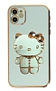 Eiroo iPhone 11 Aynal Kitty Standl Yeil Silikon Klf