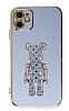 Eiroo iPhone 11 Bearbrick Standl Mavi Silikon Klf
