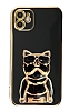 Eiroo iPhone 11 Bulldog Standl Siyah Silikon Klf