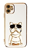 Eiroo iPhone 11 Bulldog Standl Beyaz Silikon Klf