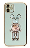 Eiroo iPhone 11 Candy Bear Standl Yeil Silikon Klf