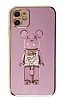 Eiroo iPhone 11 Candy Bear Standl Mor Silikon Klf