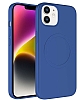 Eiroo iPhone 11 MagSafe zellikli Mavi Silikon Klf